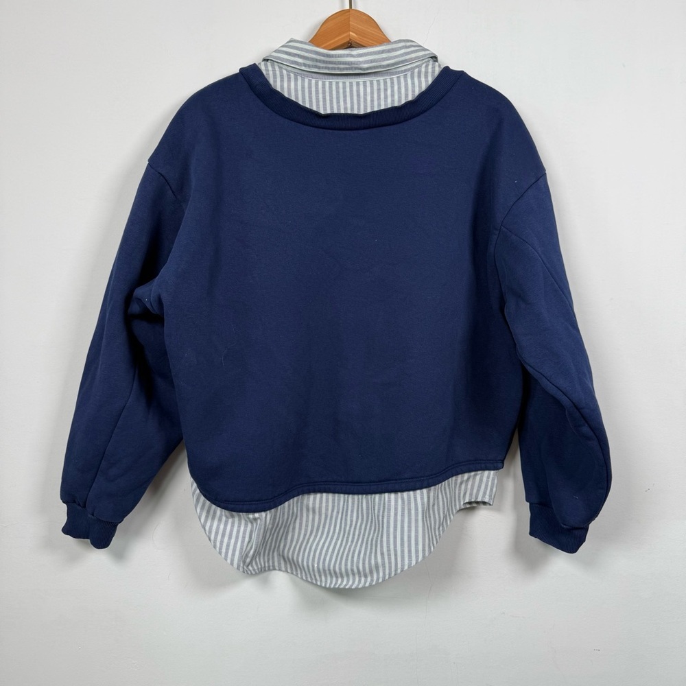 Maeve Layered Oversized Twofer Cotton Blend Sweatshirt, Size M - Picture 8 of 14